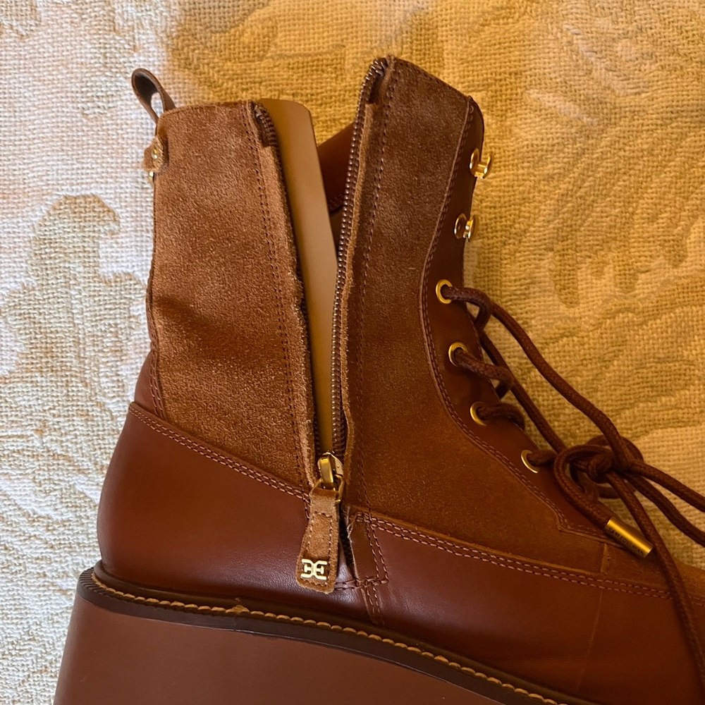 Sam Edelman Elliot combat boot Brown Lace-Up and side zip platform Lug Boots. - Picture 8 of 14